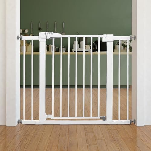 Babelio Baby Gate for Doorways and Stairs, 26''-40'' Auto Close Dog/Puppy Gate, Easy Install, Pressure Mounted, No Drilling, fits for Narrow and Wide Doorways, Safety Gate Door for Child and Pets - Image 1