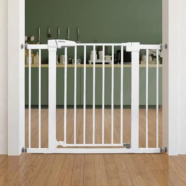 Babelio Baby Gate for Doorways and Stairs, 26''-40'' Auto Close Dog/Puppy Gate, Easy Install, Pressure Mounted, No Drilling, fits for Narrow and Wide Doorways, Safety Gate Door for Child and Pets - Image 1