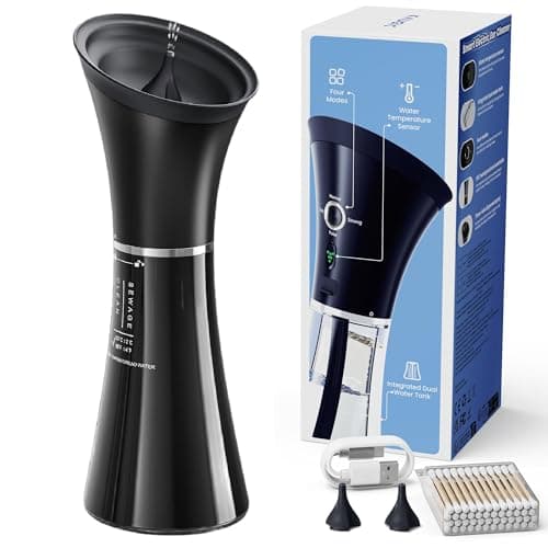 KAUGIC Upgraded Ear Wax Removal with One-Piece Waste Tank, Safe Cleaner with Water Temperature Sensor, Effective Ear Irrigation Kit & USB-A to C Cable, IPX7, Black - Image 1