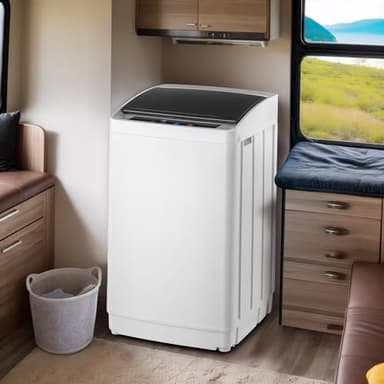 ROVSUN 17.8LBS Portable Washing Machine, Full-Automatic Electric Laundry Machine with Stainless Steel Drum, Compact Washer and Spin Dryer Combo with Drain Pump for Apartment, Dorm, Home, Light Grey - Image 8