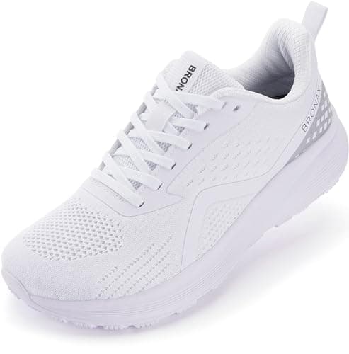 BRONAX Womens Wide Toe Tennis Shoes Mesh Lace up Rubber Sole Size 9.5w Running Casual Walking Gym Athletics Ladies Training Sneakers Fitness Female Footwear Zapatos Deportivos De Mujer Light White 41 - Image 1
