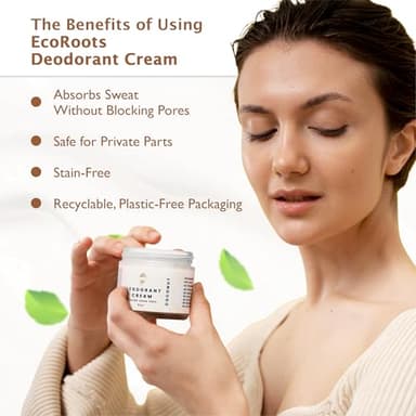 ECO ROOTS Natural Deodorant for Women & Men | Organic Deodorant Cream Non Aluminum | Baking Soda Free Healthy Deoderant for Body & Private Parts | All Vegan Pit Paste Zero Sweat | Coconut Scent - Image 3