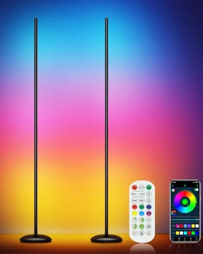 Vexinat Corner Floor Lamp - 2 Pack LED Corner Lamp with App/Remote/Button Control, Smart LED Floor Lamp with Music Sync and 16 Million Colors, Color Changing Standing Lamp for Living Room, Bedroom - Image 1