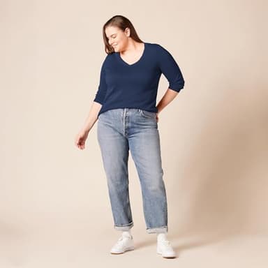 Amazon Essentials Women's Regular-Fit Lightweight Long-Sleeve V-Neck Sweater (Available in Plus Size), Navy, X-Large - Image 8