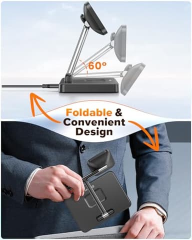 DUMTERR 3 in 1 Foldable Wireless Charging Station for Mag-Safe Charger for iPhone 16/15/14/13/12,for Apple Watch Series & AirPods - Wireless Charger Stand with N52 Strong Magnetic & Safety Protections - Image 4