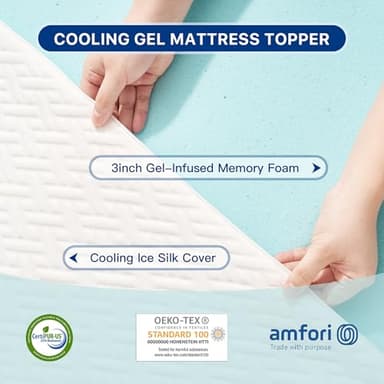 3 Inch Gel Memory Foam Mattress Topper Queen Size, Gel-Infused Mattress Pad Cover for Back Pain,Bed Topper with Removable & Washable Bamboo Cover - Image 3