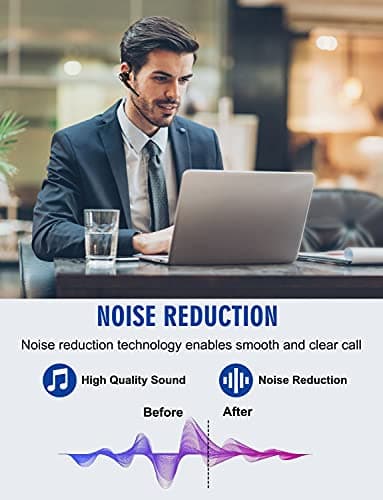 DECHOYECHO Bluetooth Headset V5.1, Wireless Headset with Battery Display Charging Case, Bluetooth Earpiece with Noise Canceling Mic for Driving, Office, Business, Compatible with Cell Phone and PC - Image 4