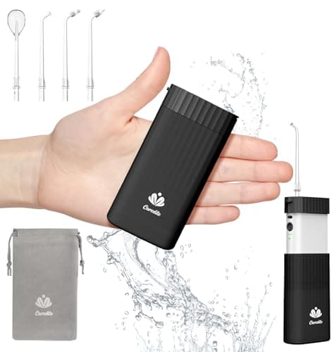Portable Water Flosser for Teeth,Travel Water Flosser Picks,Mini Cordless Oral Irrigator Rechargeable Power Dental with Telescopic Water Tank, IPX7 Wateroproof for Brace & Sensitive Teeth Care,Black - Image 1