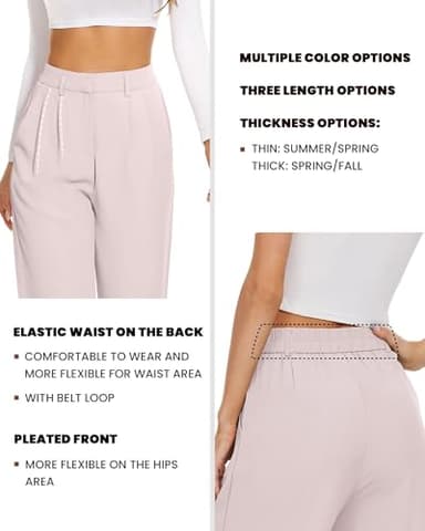 FUNYYZO Women's Wide Leg Pants High Elastic Waisted in The Back Business Work Trousers Long Straight Suit Pants - Image 3