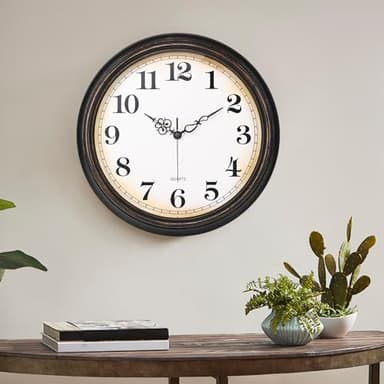 Yoiolclc Large Wall Clock 16 Inch Silent Non-Ticking Vintage Wall Clocks Battery Operated for Living Room Office School (Bronze) - Image 2