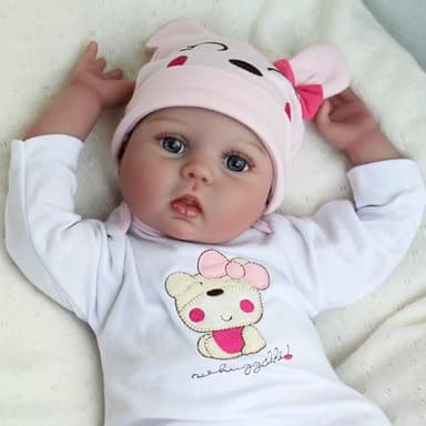 CHAREX Reborn Baby Dolls Lucy, 22 inch Realistic Reborn Girl Doll, Lifelike Newborn Baby Doll Soft Vinyl Weighted Gift Set - Image 4