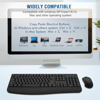 Wireless Keyboard and Mouse Combo, Full-Sized 2.4GHz Wireless Keyboard with Comfortable Palm Rest and Optical Wireless Mouse for Windows, Mac OS PC/Desktops/Computer/Laptops (Black) - Image 7