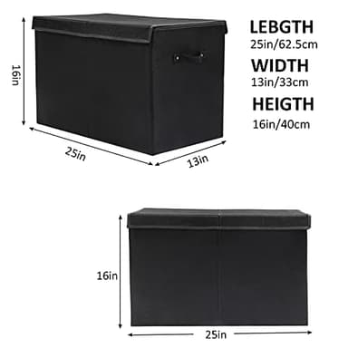 popoly Large Toy Box Chest Storage with Flip-Top Lid, Collapsible Kids Storage Boxes Container Bins for Toys, Playroom Organizers, 25"x13" x16" (Linen Black) - Image 4