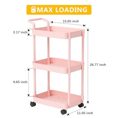 Volnamal Baby Diaper Caddy – Plastic Diaper Organizer for Nursery Essentials, Movable Cart for Changing Table & Crib, Easy to Assemble, Pink - Image 2