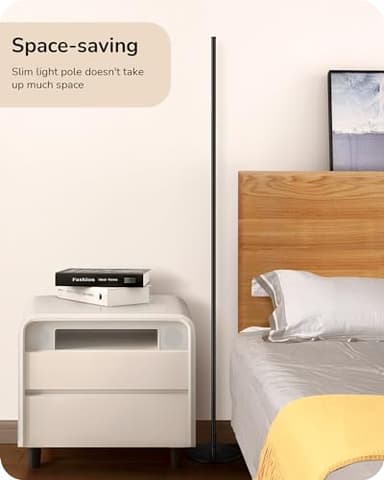 EDISHINE LED Corner Floor Lamp, 57.5" Minimalist Dimmable Sleek Light, Adjustable Height, Standing Tall Floor Lamps for Living Room, Bedroom, Office, 3000K Warm White Light, Black - Image 3