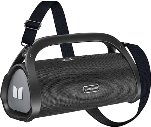 Monster Adventurer Max Bluetooth Speaker, IPX7 Waterproof Portable Speaker with Double Subwoofer, 100W Stereo Sound and Rich Bass, Wireless Outdoor Speakers for Home, Beach, 24H Play, Silver - Image 1