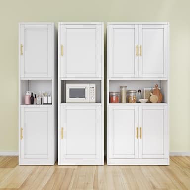 Ckzbx Tall Narrow Storage Cabinet 66.93" H Tall Bathroom Cabinets Metal Pantry Cabinet, 4 Adjustable Shelves for Kitchen, Home Office, Living Room, Dinning Room (16 inches Wide White) - Image 9