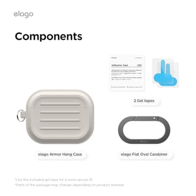 elago Armor Case Compatible with AirPods Pro 3 Case - Carabiner Included, Supports Wireless Charging, Shock Resistant, Full Protection (Stone) - Image 8