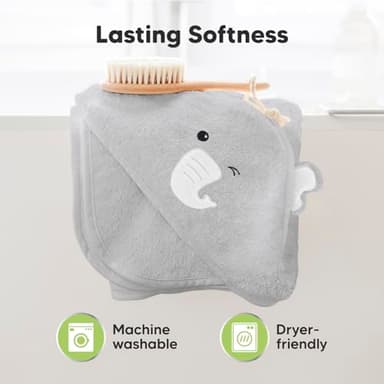 KeaBabies Hooded Baby Towel for Newborn - Viscose Derived from Bamboo Large Baby Bath Towels with Hood for Boys, Girls, Toddler, Extra Absorbent & Soft Newborn Bath Essentials (Elephant) - Image 6