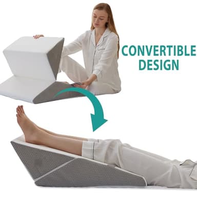 Bedluxe Wedge Pillow Headboard, 3PCS Orthopedic Bed Wedge Pillows Set for After Surgery, Adjustable Pillow Wedge for Acid Reflux&Back Pain Relief, Sleeping, Back Pillow for Bed Sitting Up, White/Grey - Image 3