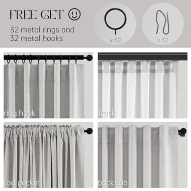 Topfinel 90 Inches Long Full Blackout Light Grey Linen Curtains for Bedroom, Pinch Pleat Black Out Curtains, Viral Farmhouse Modern Lined Track Drapes 2 Panels Set for Sliding Door Winter - Image 5