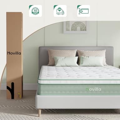 Novilla Twin Mattress, 10 Inch Hybrid Mattress in a Box, Gel Infused Memory Foam and Pocket Coils Innerspring for a Comfortable Sleep, Pillow Top Twin Size, Medium Firm - Image 7