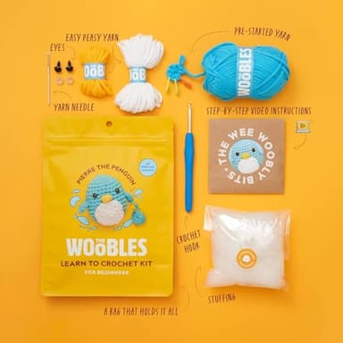 The Woobles Crochet Kit for Beginners - Easy Arts and Crafts Knitting & Crochet Animals Kit As Seen On Shark Tank - Pierre The Penguin - Image 3