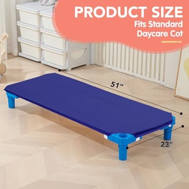 RowinsyDD 10 Pcs Cot Sheets for Daycare, 23"" X 51"", Blue Daycare Cot Size Sheet with Corner Elastic Loops for Child Boys Girls, Daycare Essentials for Toddler and Preschool, Breathable Microfiber - Image 2