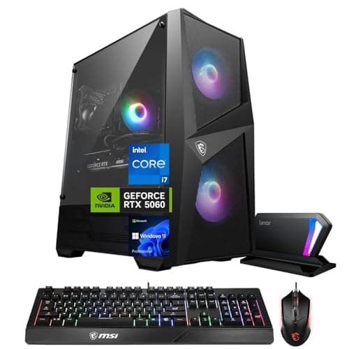 msi Codex R2 RTX 5060 Pro VR Ready Gaming Desktop, Intel i7-13700F (Beats i9-12900), NVIDIA RTX 5060, RGB Light, 32GB DDR5 RAM, 2TB SSD, Gaming Mouse & KB, Bundle with SL660 512GB Portable SSD - Image 1