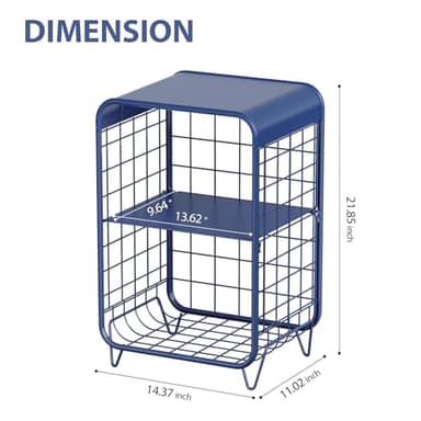 APEXCHASER Cute Nightstand,Metal Side Table,3-Tier Modern End Table with Storage Shelf, Unique Side Tables, Cute Coffee Table for Living Room, Small Table for Bedroom,Navy Blue - Image 3