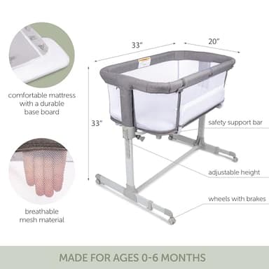 KoolerThings 3 in 1 Baby Bassinet, Bedside Sleeper, & Playpen, Easy Folding Portable Crib (Grey)- KoolaBaby (Mesh Bassinet) - Image 2