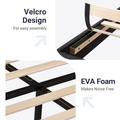 Allewie King Bed Frame Platform Bed with Fabric Upholstered Headboard and Wooden Slats Support, Fully Upholstered Mattress Foundation/No Box Spring Needed/Easy Assembly, Dark Grey - Image 5