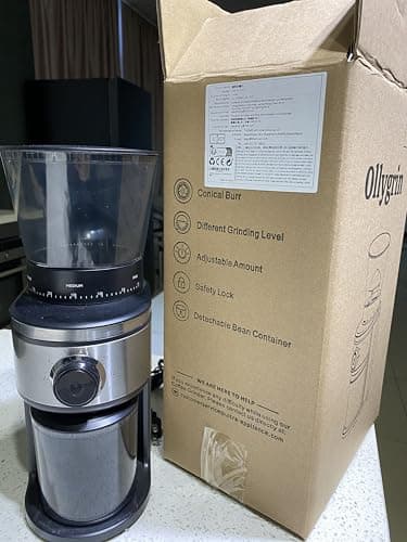 Ollygrin Burr Coffee Grinder, Electric Conical Coffee Bean Grinder With 30 Adjustable Grind Settings For 2-12 Cups, Sliver & Black - Image 13