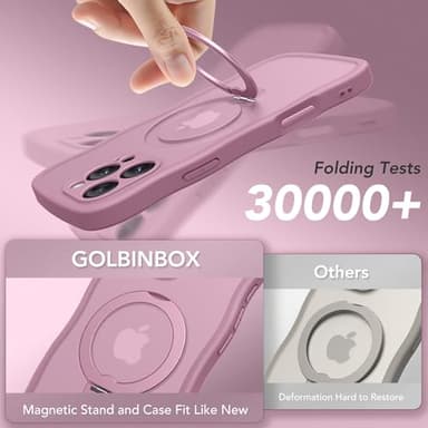 GolbinBox for iPhone 16 Pro Case for Women,[Compatible with Magsafe][360° Spin Magnetic Stand][Cute Wave Edge][Military-Grade Protection] Translucent Matte Phone Case for iPhone 16 Pro, Blackcurrant - Image 9