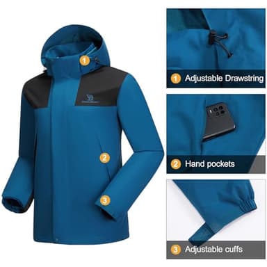 CAMEL CROWN Men's Waterproof Jacket Rain Coat Windbreaker Hooded for Outdoor Hiking Climbing Traveling - Image 4
