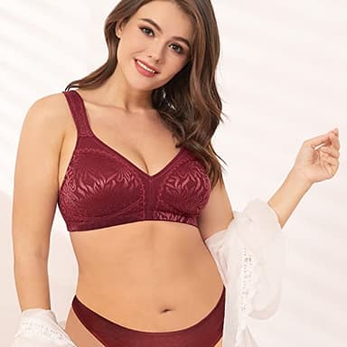 Wingslove Women's Full Coverage Non Padded Comfort Minimizer Wire-Free Bra Plus Size(Wine Red,36DD) - Image 3