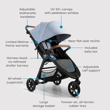 Baby Jogger City Mini GT2 Single Stroller Eco-Friendly Series Slate Fog Four-Way Use with Infant Car Seat Adapters Included - Image 7