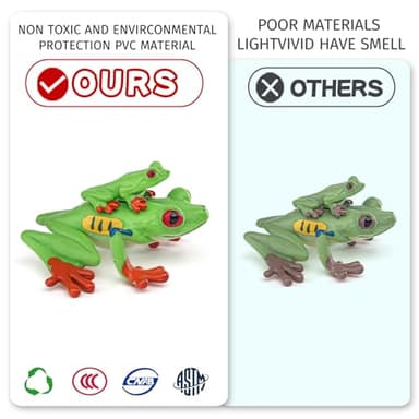 Wildlife Animal Frog Model Playsets 4 PCS Red Eye Tree Frog Triangular Leaf Frog Figures Figurine Family Party Favors Supplies Cake Toppers Set Toys for Boys Girls Kid Toddlers - Image 2