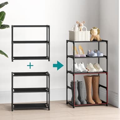 Autonomier 3 Tier Small Shoe Rack, Narrow Stackable Kids Toddler Adult Shoe Storage Organizer Shelf for Closet Floor Front Door Entrance Entryway, Free Standing Shoe Rack Organization Shelves - Image 6