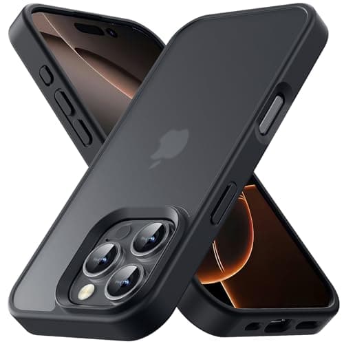 Yriklso for iPhone 16 Pro Max Phone Case, Shockproof for iPhone 16 Pro Max Case, Military Grade Drop Protection, Protective Hard Back Slim Translucent Cover, Black - Image 1