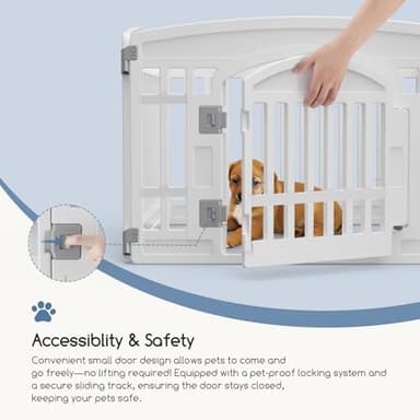 SMUG Plastic Dog Playpen | 4-Panel 24" Safe & Secure Indoor/Outdoor Pet Fence | Folding & Portable | Ideal for Small Dogs | Easy to Clean （White） - Image 4