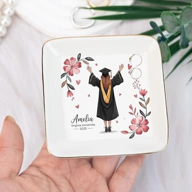 IZI POD Personalized Graduation Jewelry Dish, A Sweet Ending to a New Beginning, Graduation Senior Class of 2025, Gifts for Her, Women, Best Friends /11 - Image 3