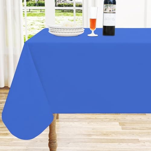 homing Rectangle Vinyl Tablecloth, Waterproof Spillproof Plastic Flannel Backed Table Cloth, Wipe Clean Table Cover for Dining, Buffet Parties and Camping (Blue, 60" x 84") - Image 1