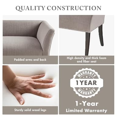 Madison Park Accent Bench, Upholstered with Nailhead Trim, & Padded Seat Entryway Bench Small, End of Bed Bench with Back, 49.5" W x 19.25" D x 23" H, Grey - Image 5