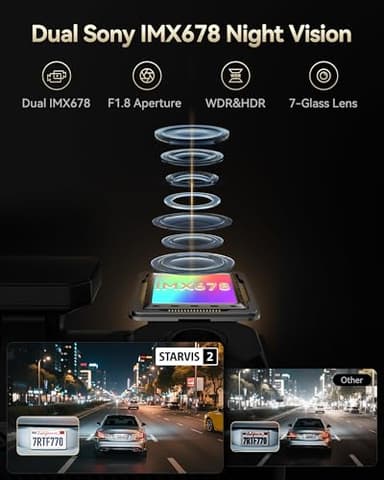 REDTIGER F77 4K+4K Dash Cam Front and Rear, Dual STARVIS 2 IMX678 HDR, Built-in 128GB eMMC, Voice Control Dash Camera for Cars with 5.8GHz WiFi, 4'' Touch Screen, GPS, Night Vision, 24H Parking Mode - Image 3