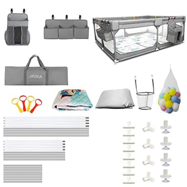 Baby Playpen with Mat 75"*59", Extra Large Playpen for Babies and Toddlers with Storage Bag, BPA-Free, Non-Toxic, Safe No Gaps Playards for Babies, Sturdy Safety Play Yard for Indoor Outdoor Fun, Grey - Image 4