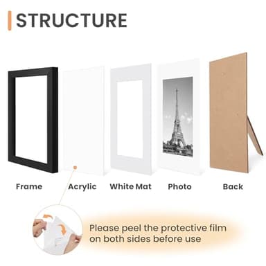 upsimples 8x10 Picture Frame Set of 10, Display Pictures 5x7 with Mat or 8x10 Without, Multi Photo Frames Collage for Wall or Tabletop Display, Black - Image 4