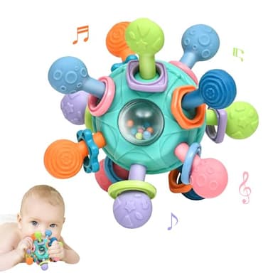 Baby Montessori Teething Toys for 0-6 6-12 Months BPA Free Sensory Toys for Babies 0 3 6 9 12 18 Months Newborn Infant Learning Developmental Chew Rattle Toys Shower Gifts for 1 2 Year Old Girls Boys - Image 1
