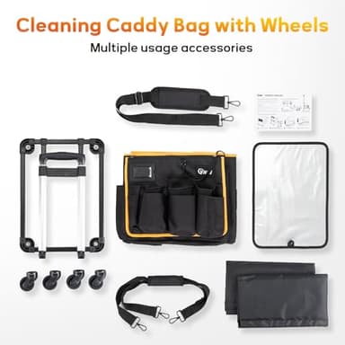 YMU Large Rolling Cleaning Caddy Bag With Detachable Trolley, 4 in 1 Portable Cart for Housekeeping With Swivel Caster & Shoulder Strap, Waterproof Supplies Organizer - Image 9