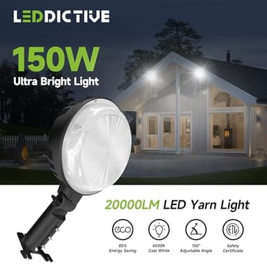 Leddictive 150W LED Barn Light, 20000LM Dusk to Dawn Outdoor Yard Light with Photocell, 6500K Daylight, Adjustable Angle IP66 Waterproof Street Lights for Barn/Yard/Garage/Security/Farmhouse - Image 2